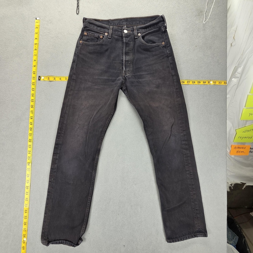 Vintage Levis 501 Jeans Womens Black Straight Button Fly Made in USA Fits 26x30
